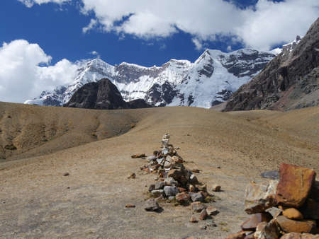 View on the mountains of Peru on the ausangate trekの写真素材
