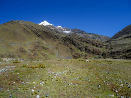 View on the mountains of Peru on the ausangate trekの写真素材
