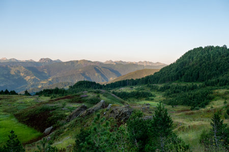 mountain view of the peaks of the Balkan. high mountains, blue skysの写真素材