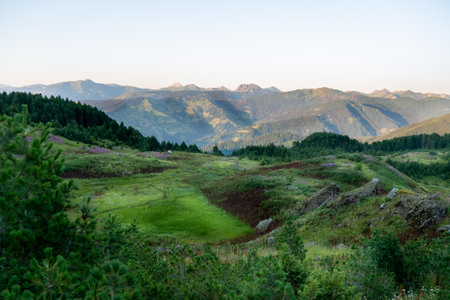 mountain view of the peaks of the Balkan. high mountains, blue skysの写真素材