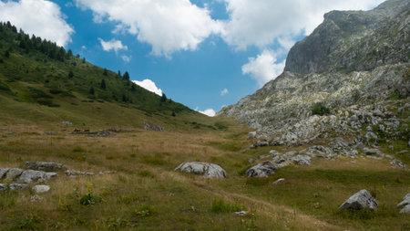 mountain view of the peaks of the Balkan. high mountains, blue skysの写真素材