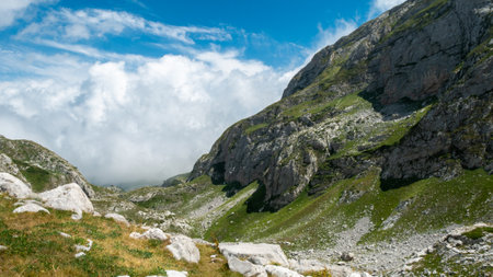 mountain view of the peaks of the Balkan. high mountains, blue skysの写真素材