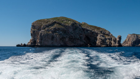 cliff in the sea. token from the boatの写真素材
