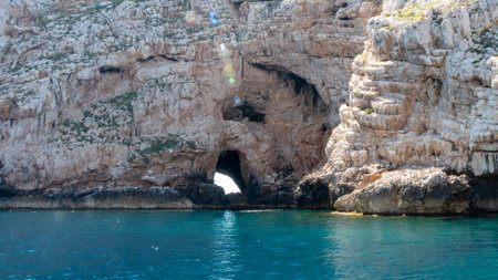 cliff in the sea. token from the boatの写真素材