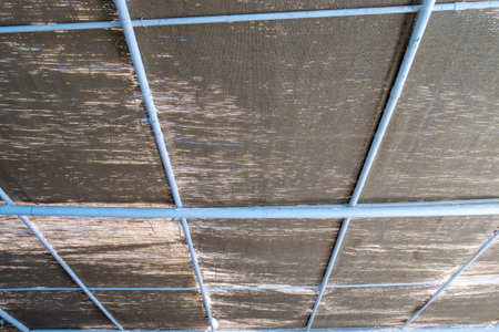 sunlight filtered through the shutters. sandy color shutters on wthite frameの写真素材