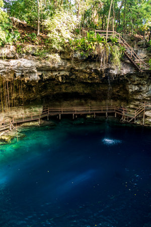 Cenote Ek Balam X'Canche near Valladolid, Yucatan, Mexicoの写真素材