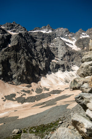 french mountain landscape in the national park Ecrins.の写真素材