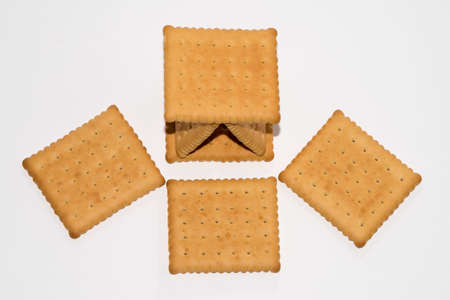 Cookies isolated on a white background. Biscuit Texture Closeup Details Isolated On Whiteの写真素材