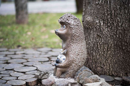 Sculpture hedgehog in the fogKrasnodar Park Urban gardenの写真素材