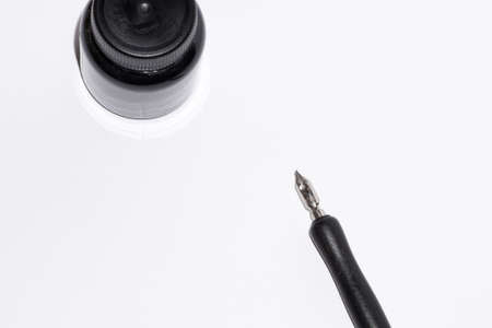 fountain pen on paperの写真素材