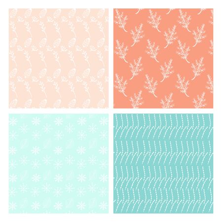 Seasonal pastel color patterns set.のイラスト素材