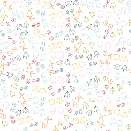 Animal vector pattern. Poultry, pet steps  on a white background.のイラスト素材