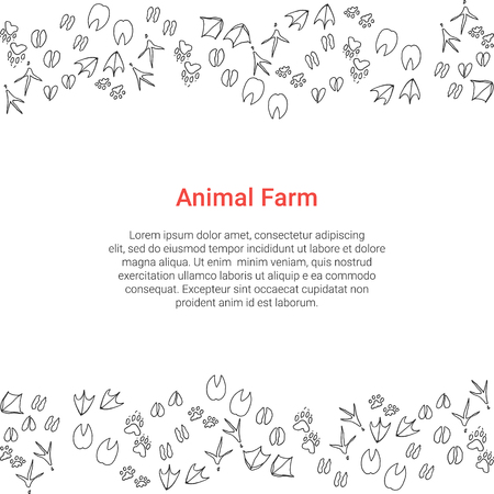 Animal Farm concept. Poultry, pet steps background with text. Vector business template.のイラスト素材