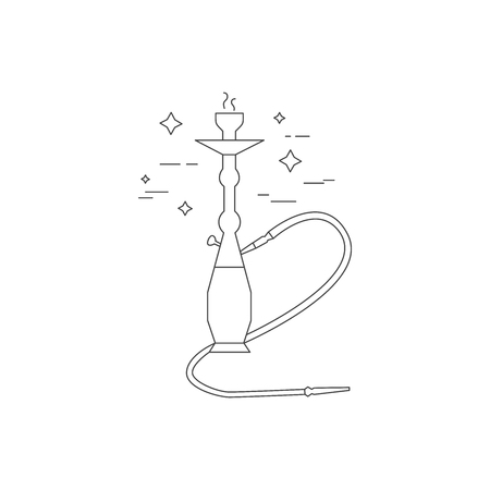 Hookah line icon. Shisha with smoking pipe illustration.