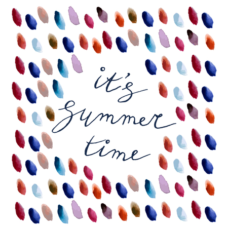 Its summer time lettering with watercolor drops. Vector illustration.のイラスト素材