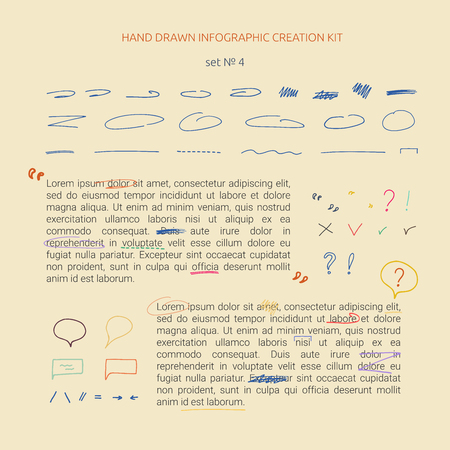 Hand drawn infographic creation kit. Presentation vector elements.のイラスト素材