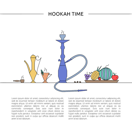 Hookah time concept. Template for hookah cafe, bar, restaurant.のイラスト素材