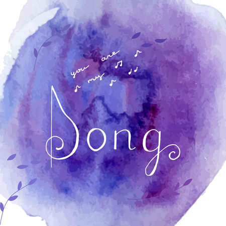 You are my song card with hand drawn lettering and delicate leaves. Vector template.のイラスト素材