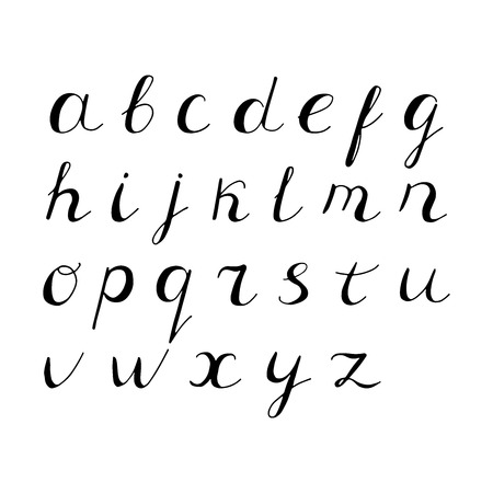 Hand drawn alphabet. White and black. Vector hand lettering.のイラスト素材