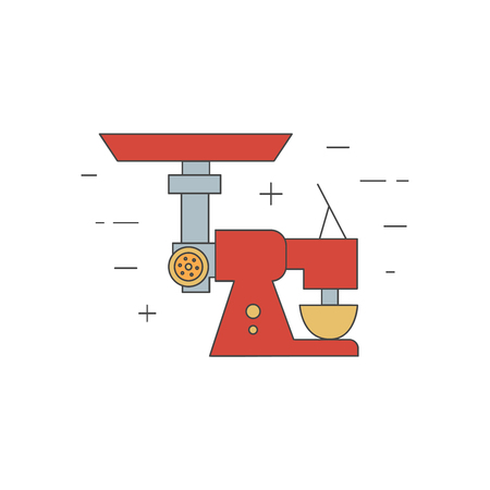 Meat mincer isolated line icon. Kitchen, restaurant equipment.のイラスト素材