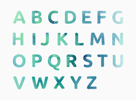 Watercolor alphabet. Color hand drawn letters. Vector font.のイラスト素材