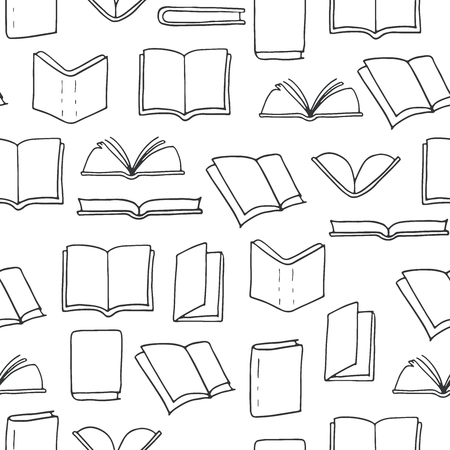 Hand drawn books seamless pattern. Vector illustration.のイラスト素材