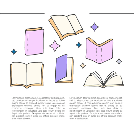 Hand drawn books icon. Vector line concept.のイラスト素材
