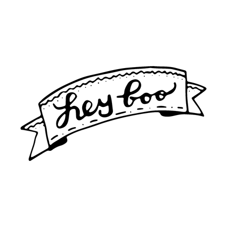 Hey boo. Nursery lettering design. Black and white.のイラスト素材