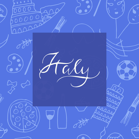 Symbols of Italy. Doodle vector elements. Culture of Italy.のイラスト素材