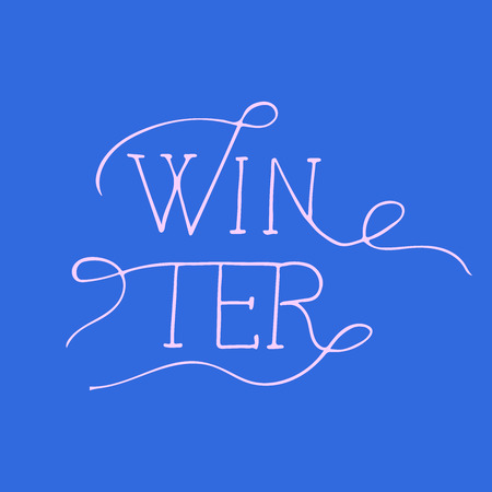 Winter calligraphy in blue background. Hand lettering.のイラスト素材