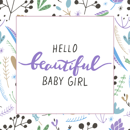 Magic forest floral template for text.のイラスト素材