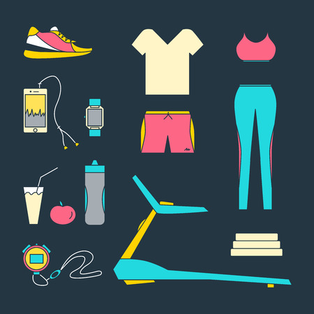 Running line icons vector illustration setのイラスト素材