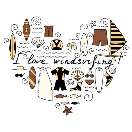 I love windsurfing illustration. Active sport design concept.のイラスト素材