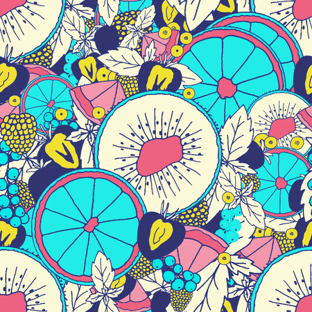 Fresh fruits and berries patternのイラスト素材