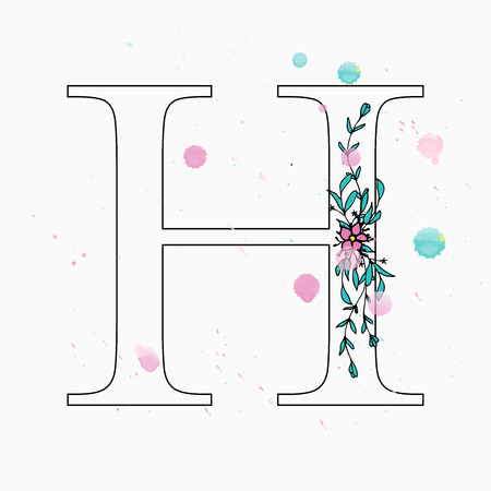 Floral letter H vector illustrationのイラスト素材