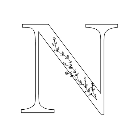 Floral letter N vector illustrationのイラスト素材