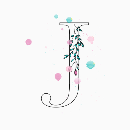Floral letter J vector illustrationのイラスト素材