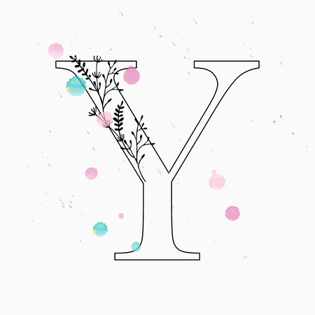 Floral letter Y vector illustrationのイラスト素材