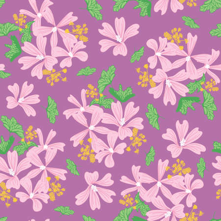 Vintage seamless pattern with pink flowers illustrationのイラスト素材