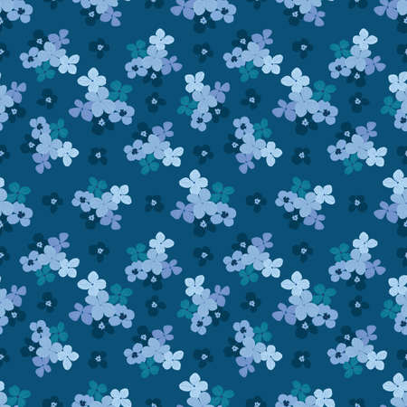 Seamless delicate pattern ditsy blue flowersのイラスト素材