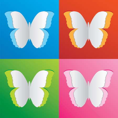Abstract colorful paper cut butterflies set backgroundのイラスト素材