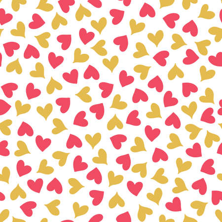 Seamless pattern with golden and red hearts illustration