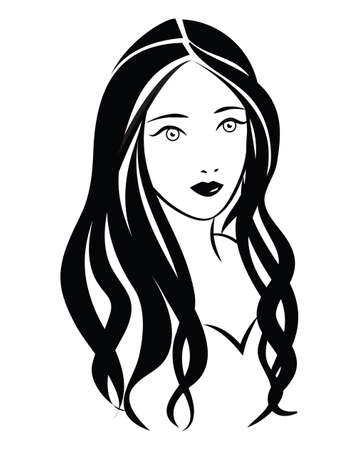 Beautiful woman with long hair vector icon illustrationのイラスト素材
