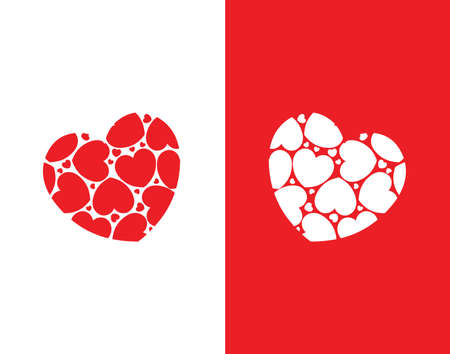 Red and white heart shape background greeting cardのイラスト素材