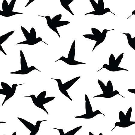 Hummingbird silhouettes seamless vector pattern illustrationのイラスト素材