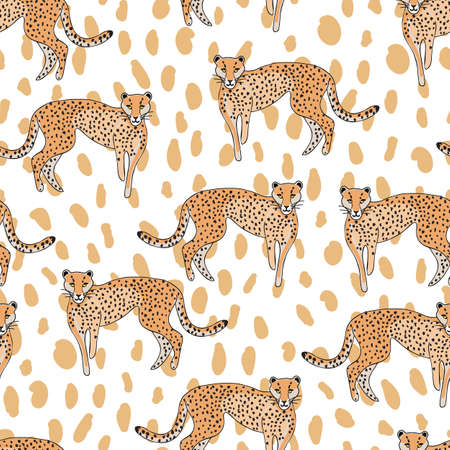 Seamless cheetah pattern on animal skin background illustrationのイラスト素材