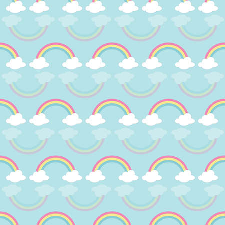 Seamless abstract pattern with rainbow on blue background illustrationのイラスト素材