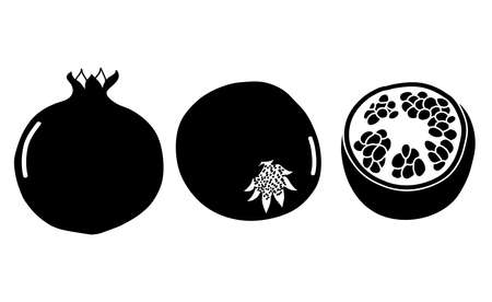 Pomegranate vector illustration silhouette isolated on whiteのイラスト素材