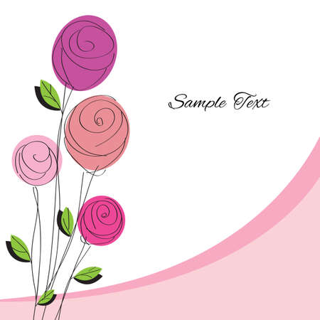 Cute roses doodle abstract greeting cardのイラスト素材