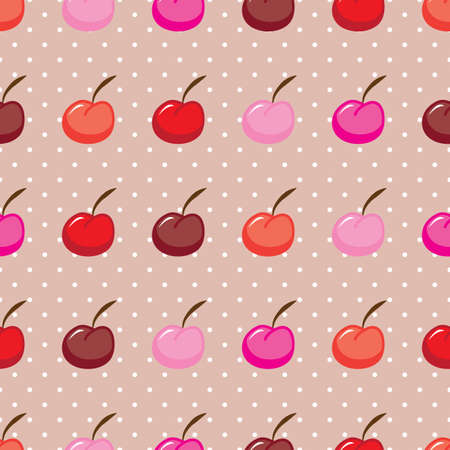 Seamless pattern design with cherry fruit